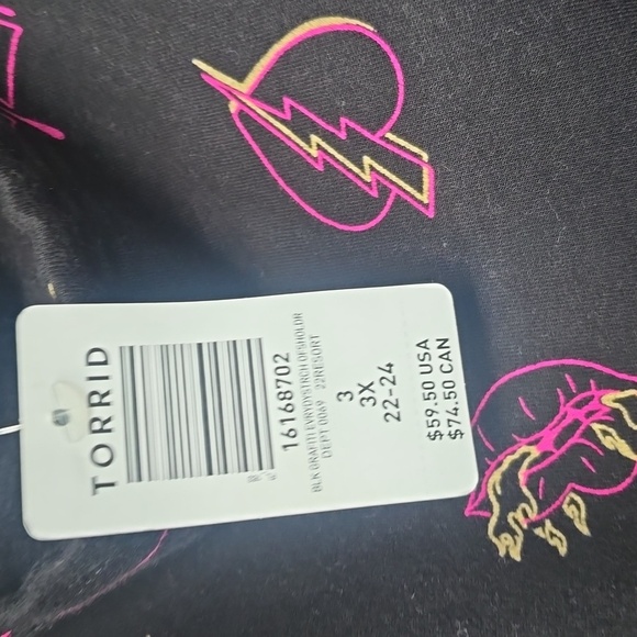 Torrid LoveSick Off-Shoulder Sweatshirt - Everyday Fleece Graffiti Black 3x NWT - Picture 8 of 10